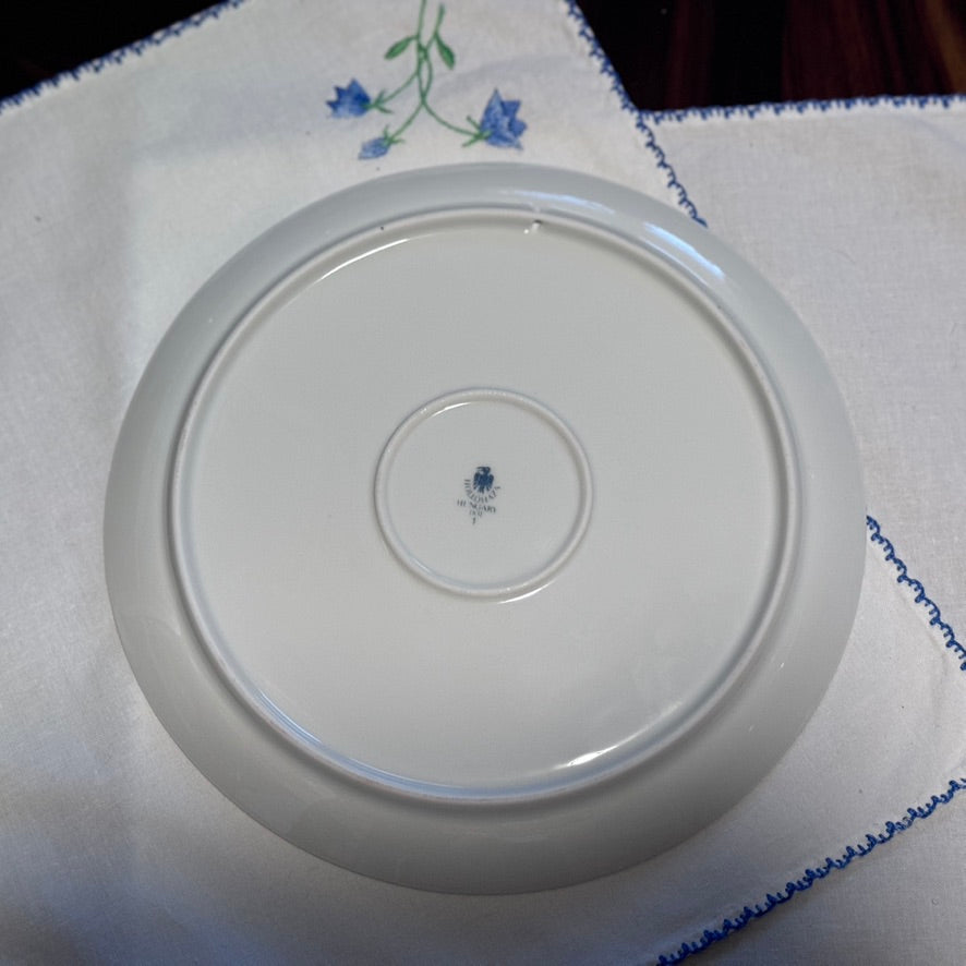 Hollohaza Hungarian Hand Painted Porcelain Plate and Trinket Box
