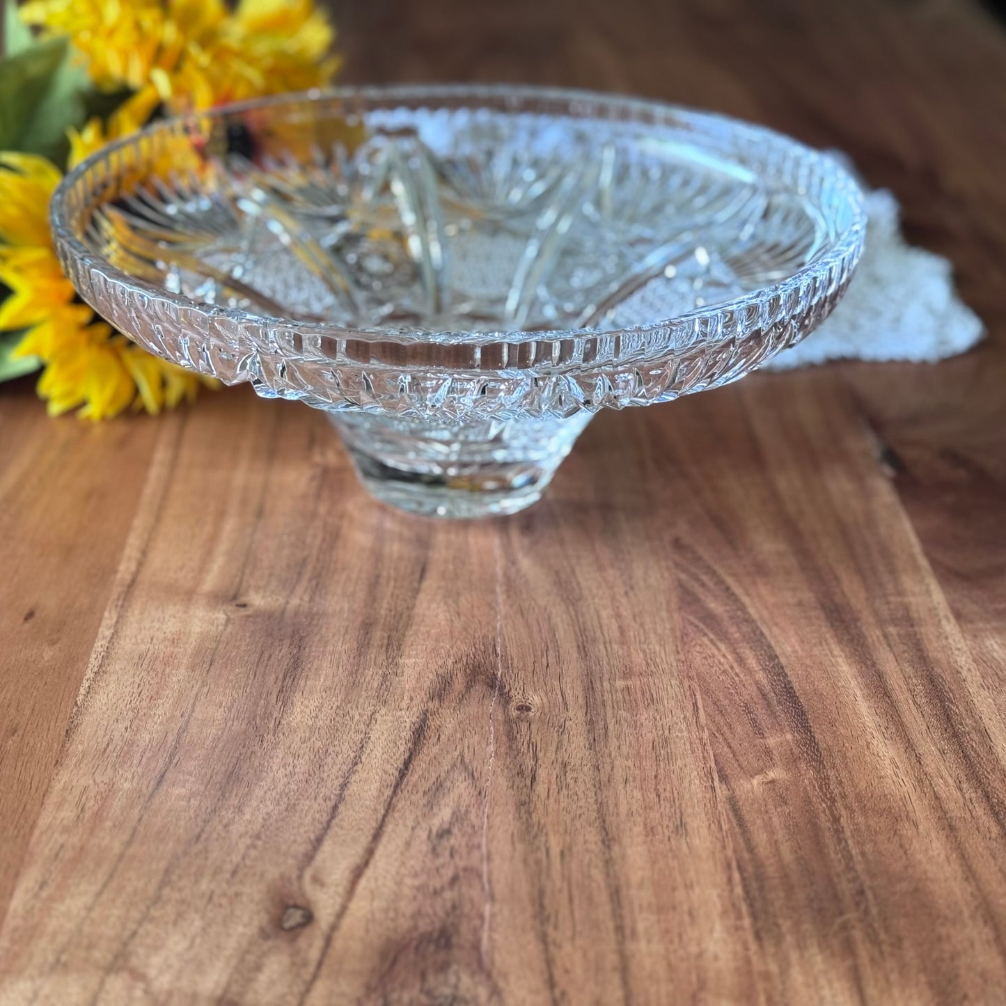 Footed Cut Glass Bowl