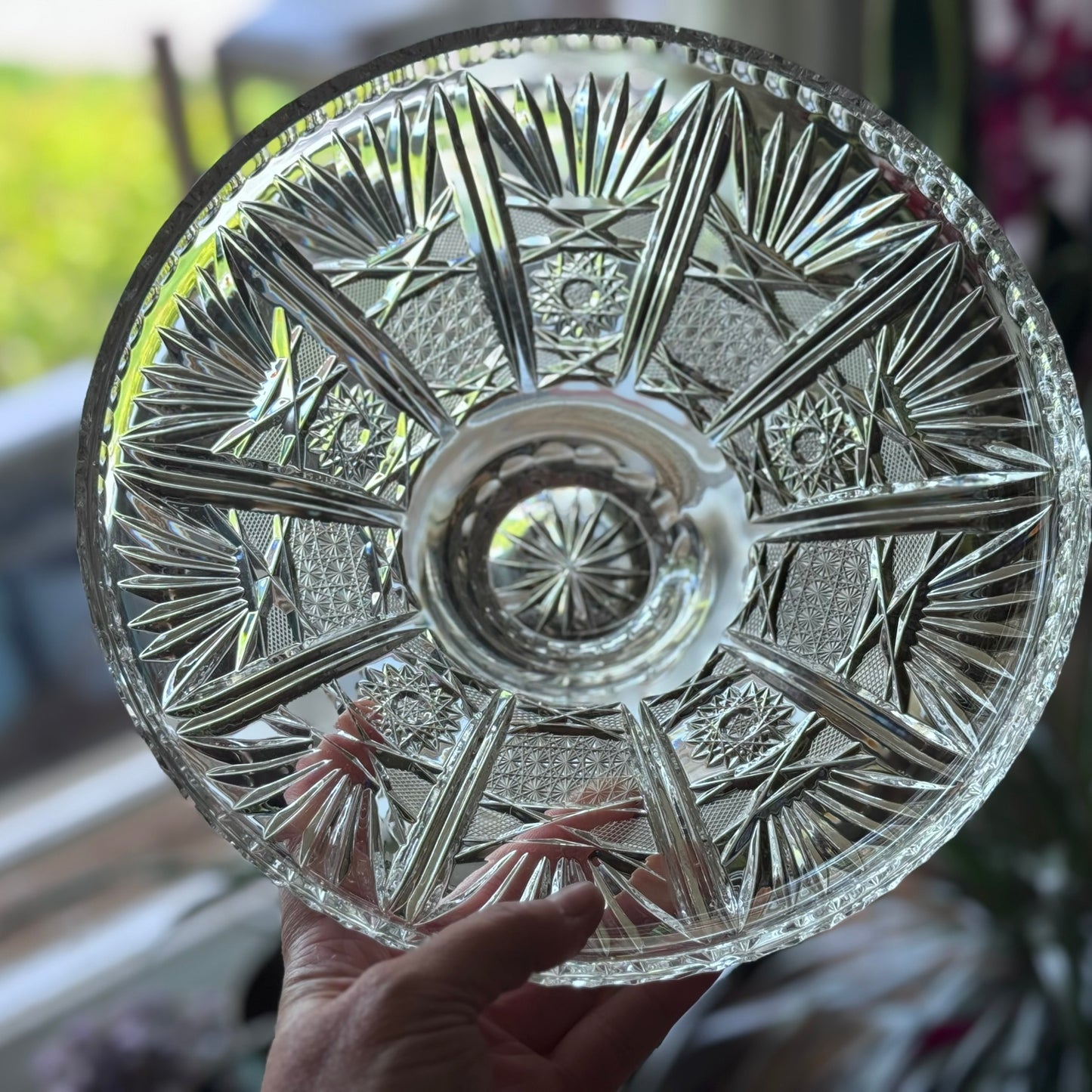 Footed Cut Glass Bowl