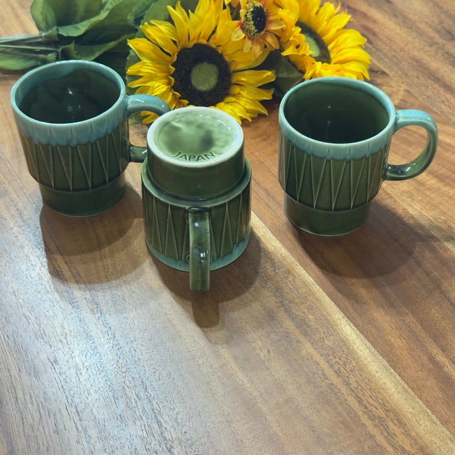 Japanese Green Drip Glaze Stackable Coffee Cups