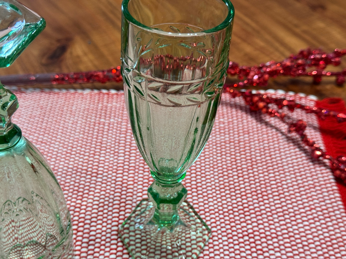 Green Depression Glass Champagne Glasses
