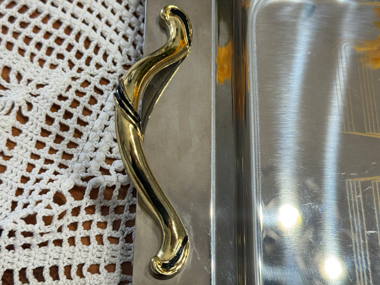 Stainless Steel Italian Serving Tray/Bar Cart Decor