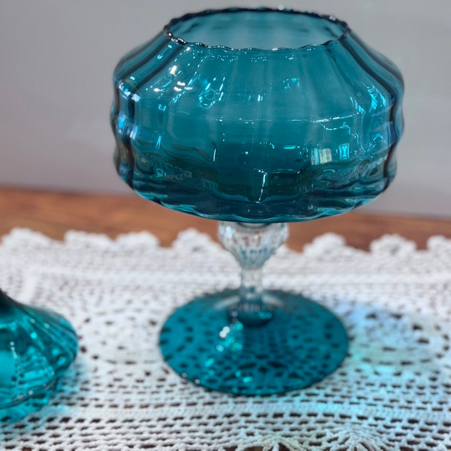 Empoli Teal Green Apothecary Lidded Pedestal Dish
