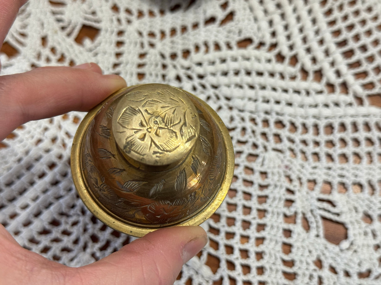 Vintage Etched Brass Elephant Claw Bells