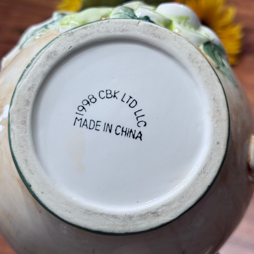 1998 CBK LTD LLC Floral Ceramic Teapot