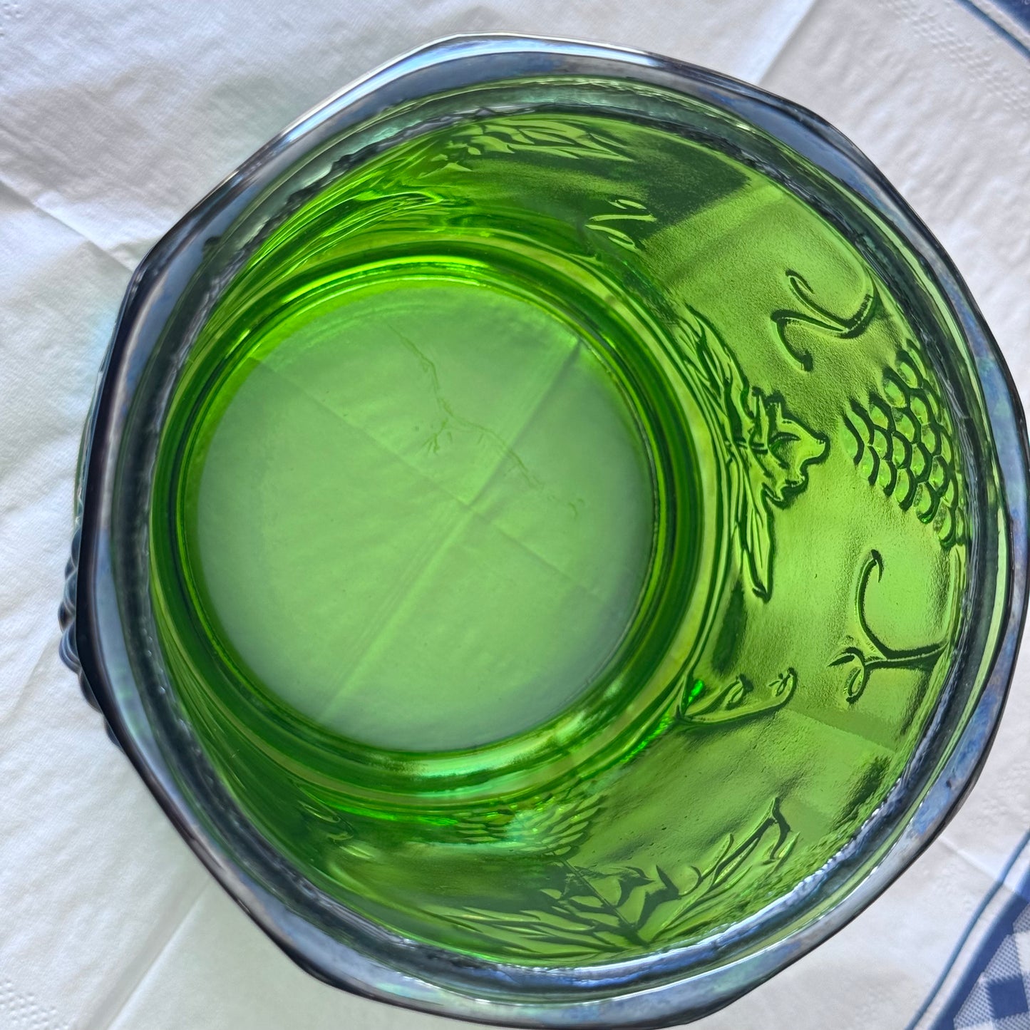Indiana/Carnival Green Glass Biscuit/Candy Jar
