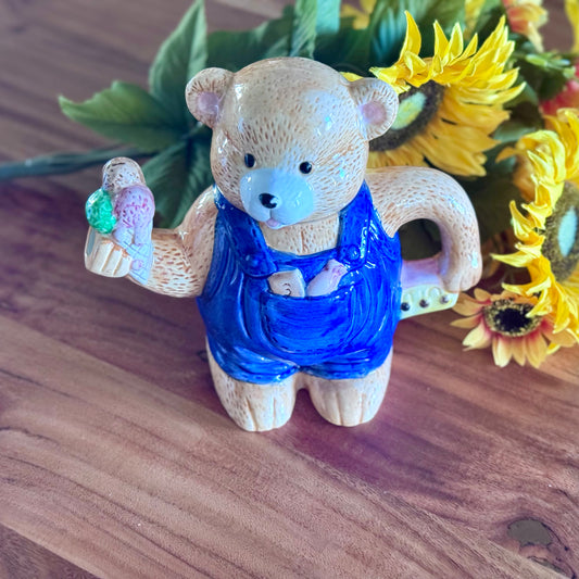 Heritage Mint Collectibles Decorative Teddy Bear In Denim Teapot