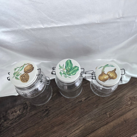 Vintage Italian Canister Jars with Ceramic English Lids
