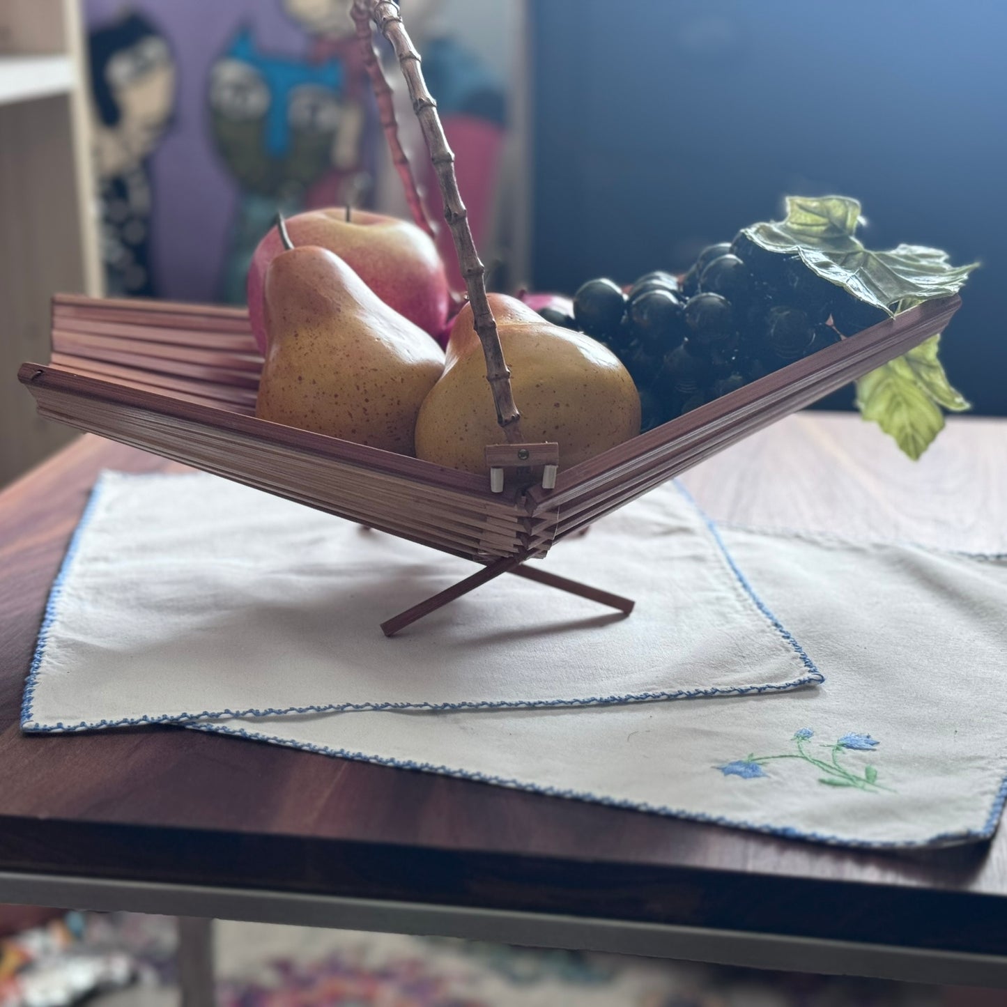Folding Wood, Bamboo Fruit Basket