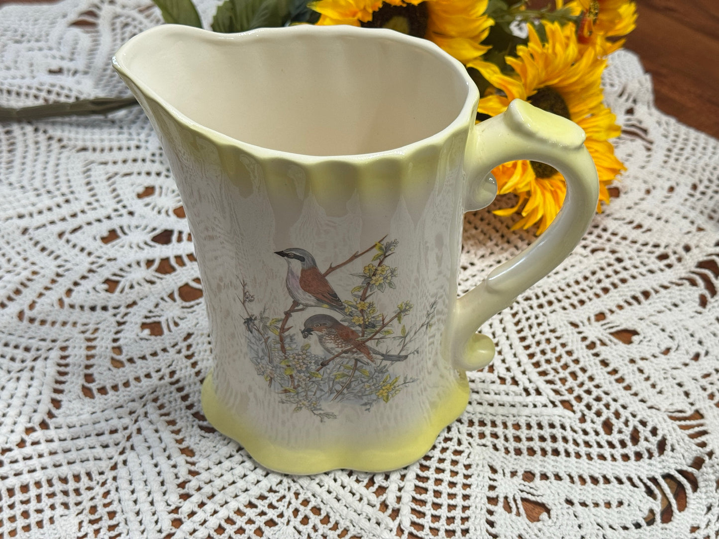 Ceramic Milk Pitcher Bird Motif