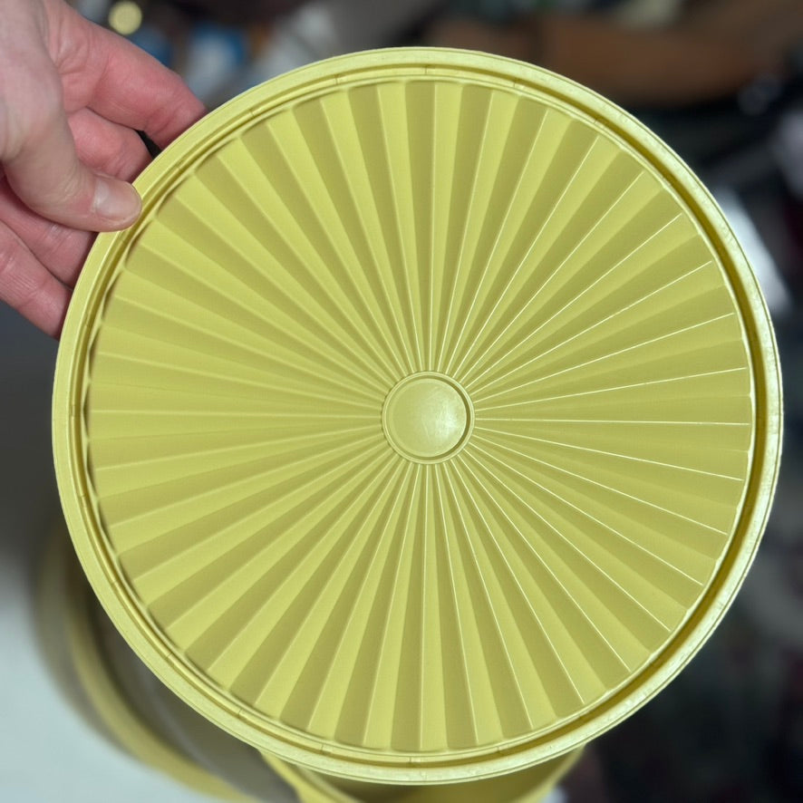 Vintage Lidded Servalier Tupperware Yellow Stacking Containers