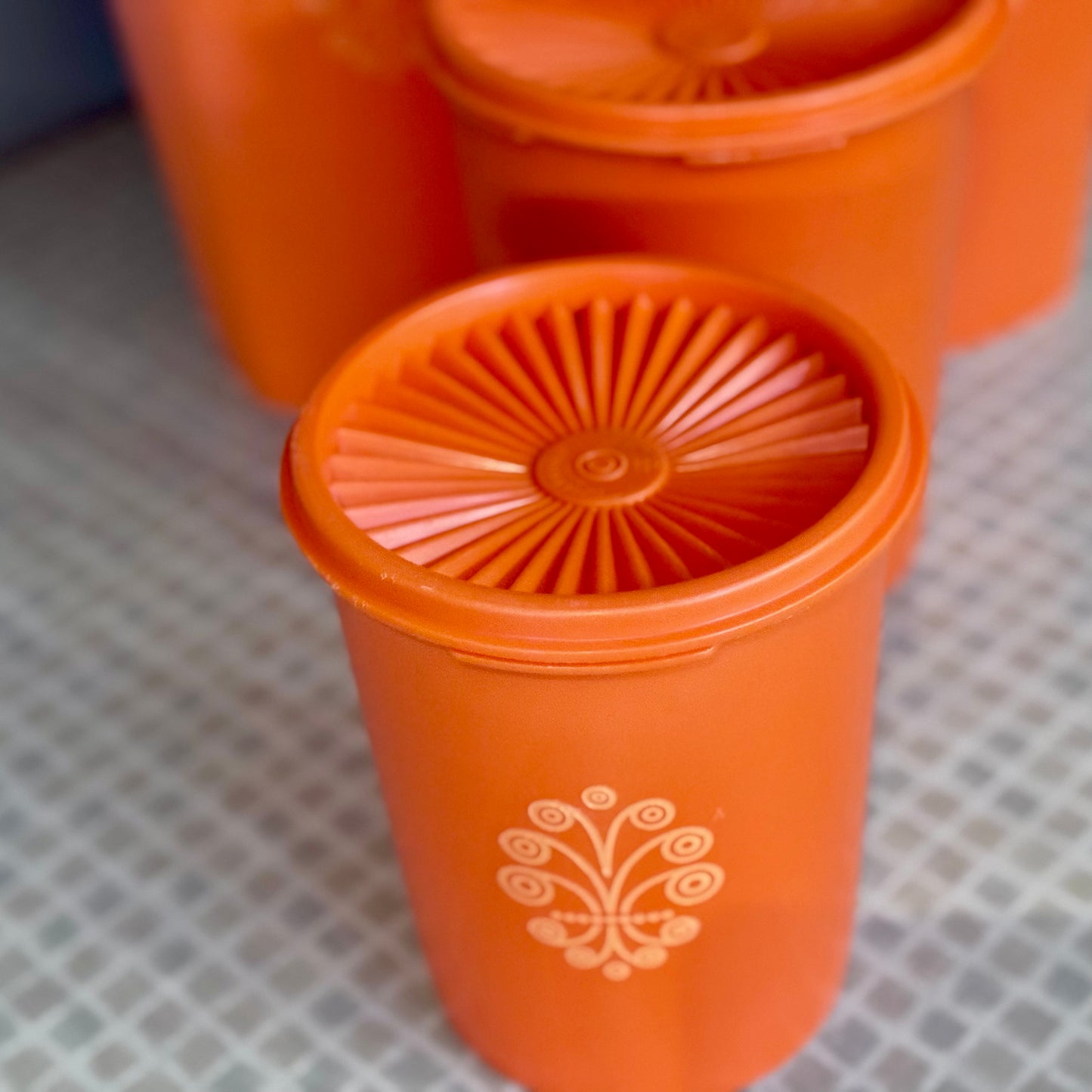 Harvest Orange Servalier Tupperware Canister Set