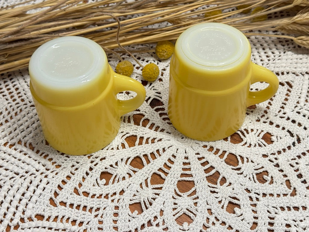 Anchor Hocking Fire-King Yellow Milk Glass Mugs