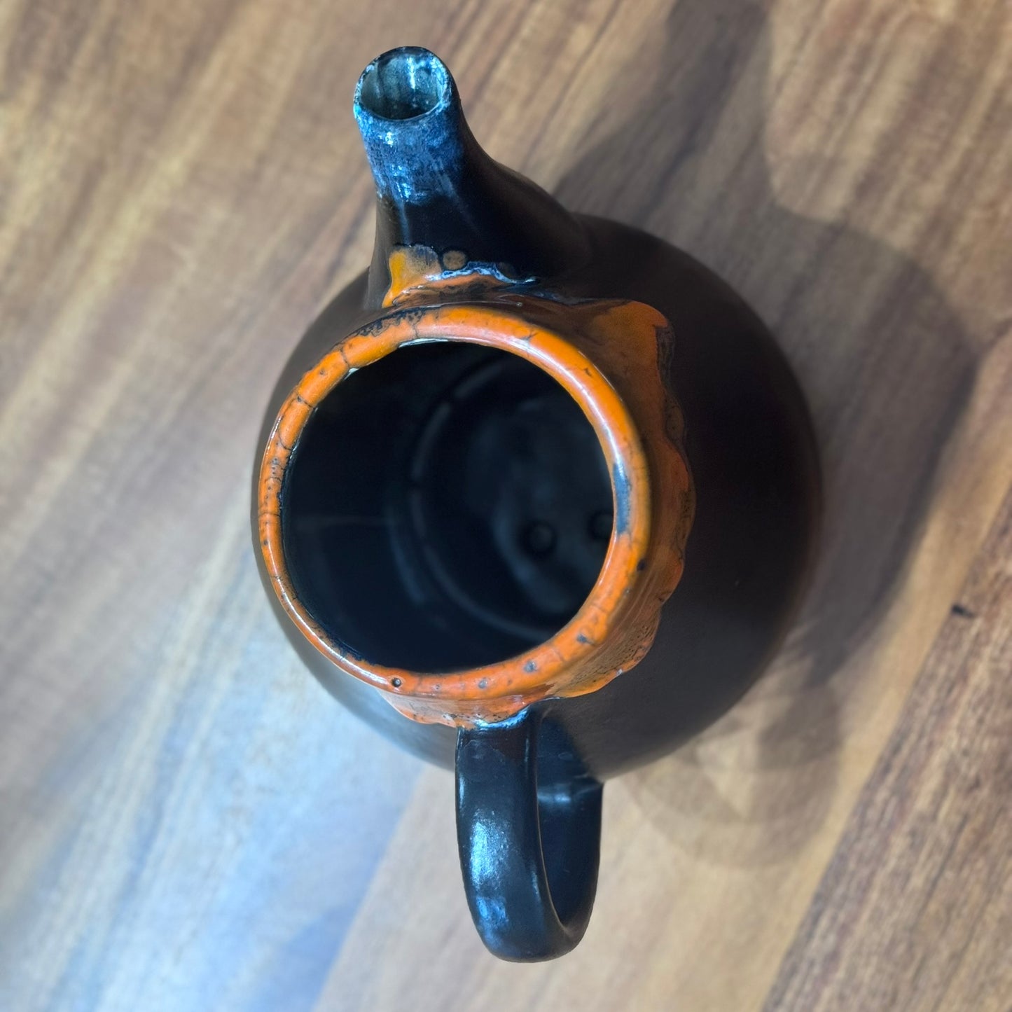 Canadian Pottery Orange Drip Glaze Teapot