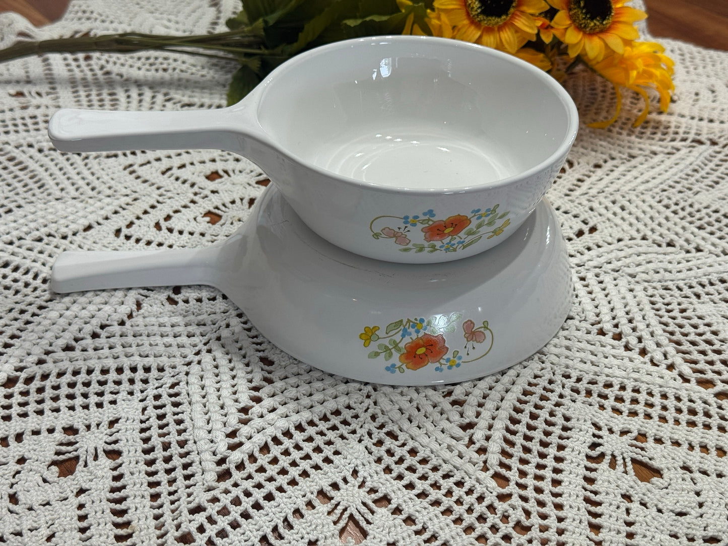 Corning Ware 'Wildflower" P-81-B & P-83-B Saucepans