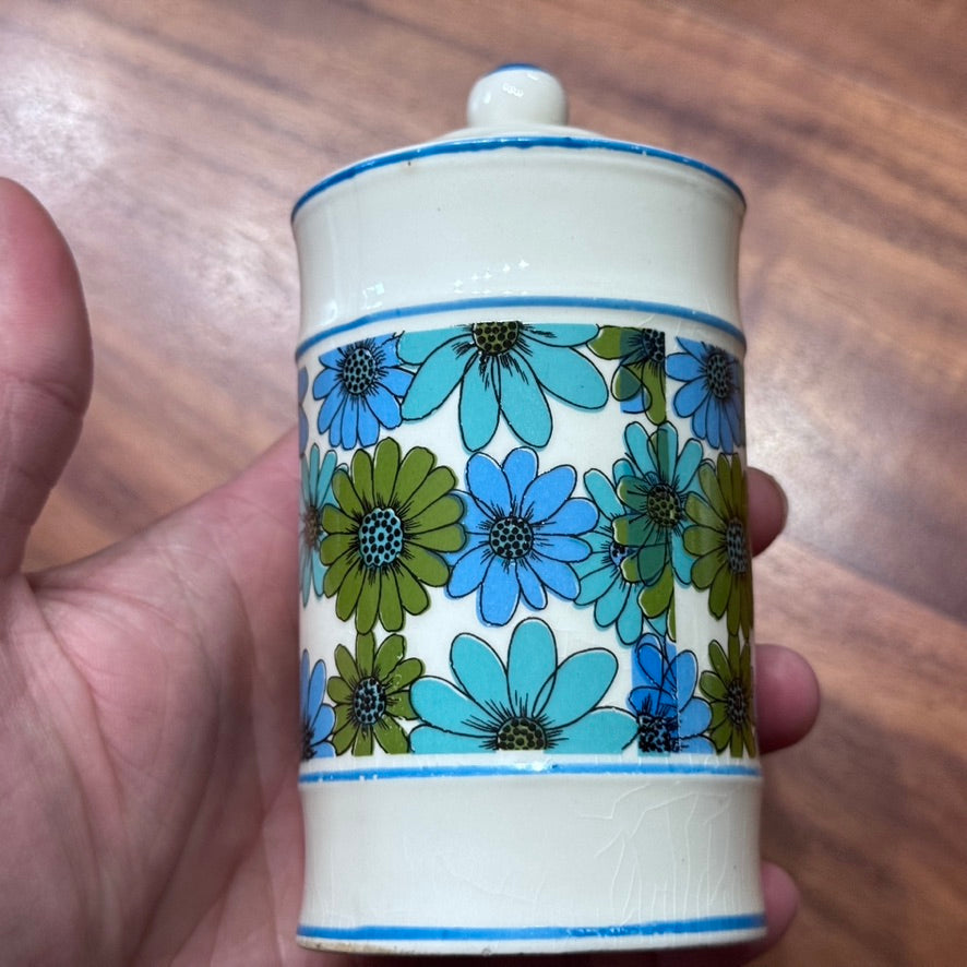Flower Power Blue/Green/White Salt & Pepper Shakers