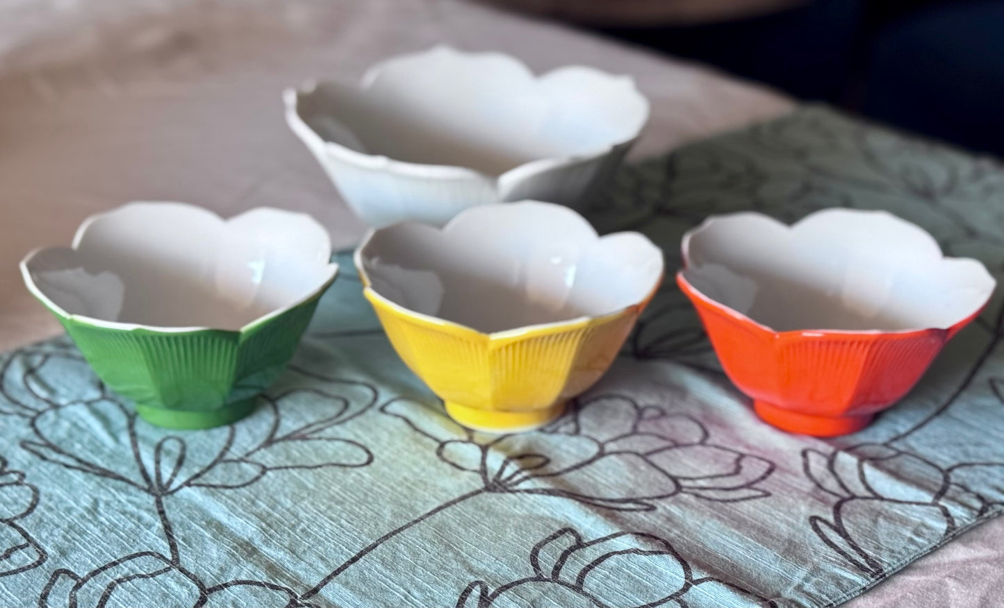 Vintage Lotus Rice Bowls