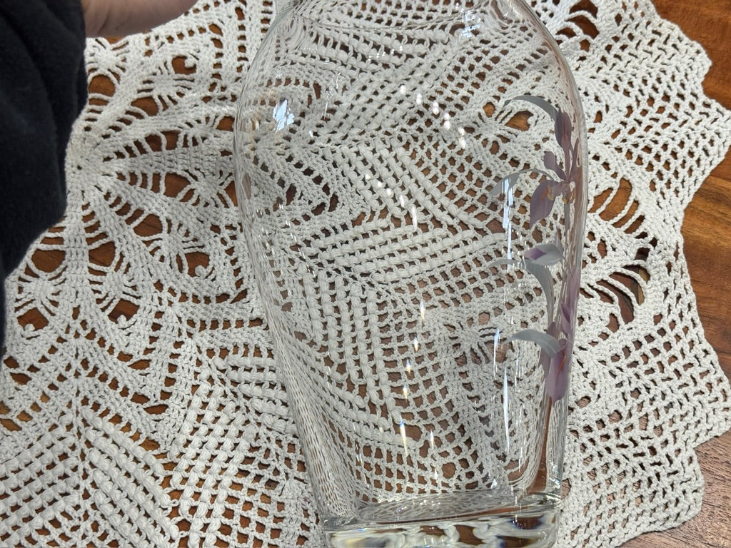 Bohemian Crystalex Glass Iris Vase