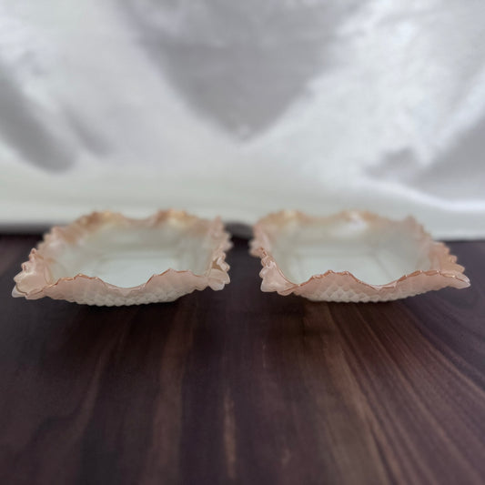 Peach Luster/Milk Glass Trinket/Condiment Dish