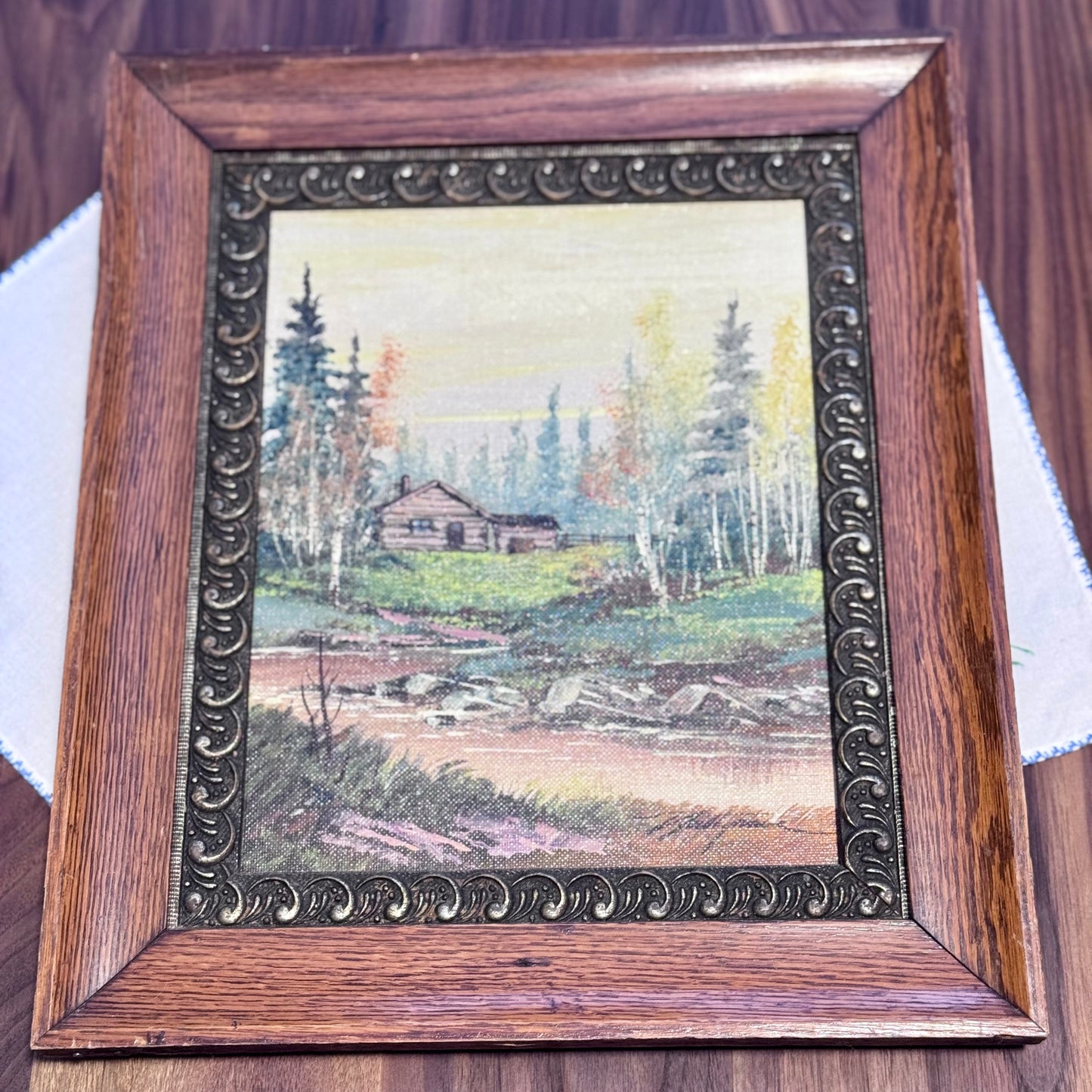 Signed Northgrave Original Oil on Board of Cabin in Woods