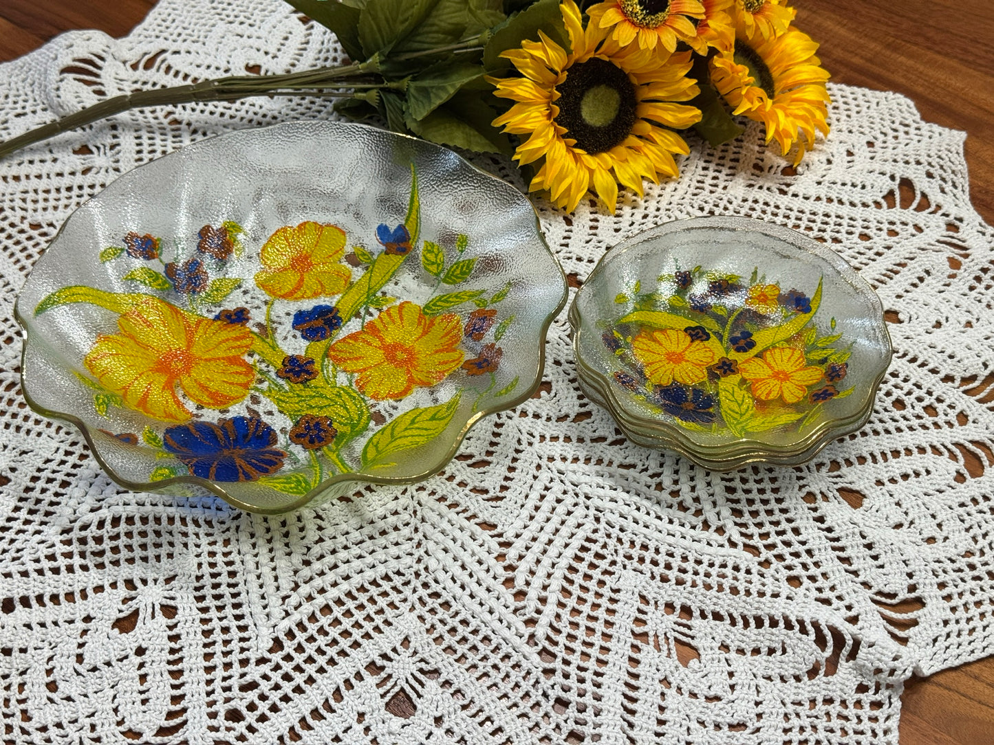 Reverse Painted Dessert Set