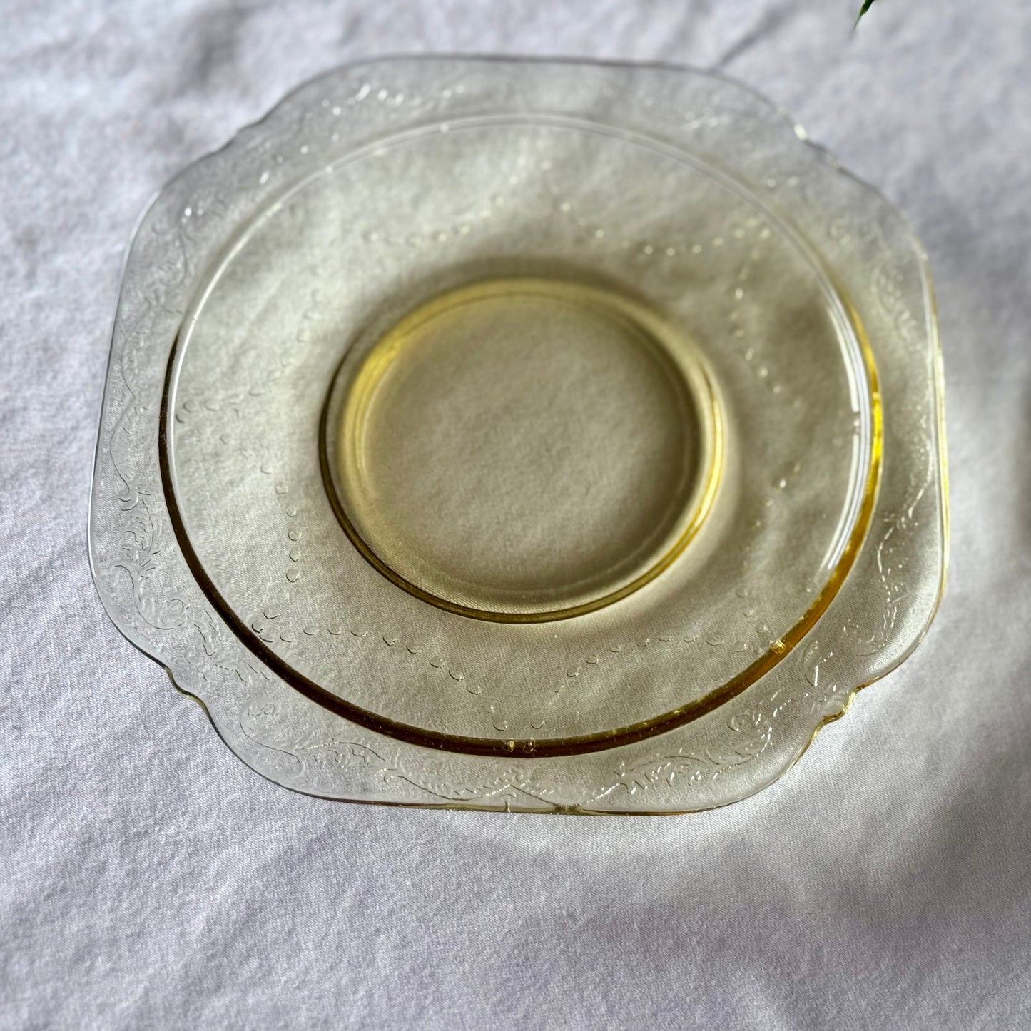Yellow Depression Glass Saucer