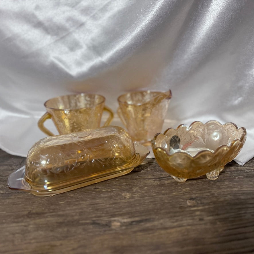 Jeannette Glass Cream and Sugar