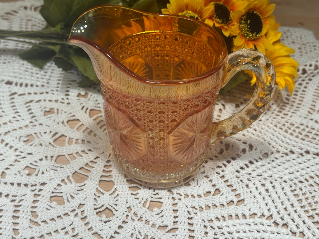 Imperial Marigold Carnival Glass 'Star Medallion' Pitcher