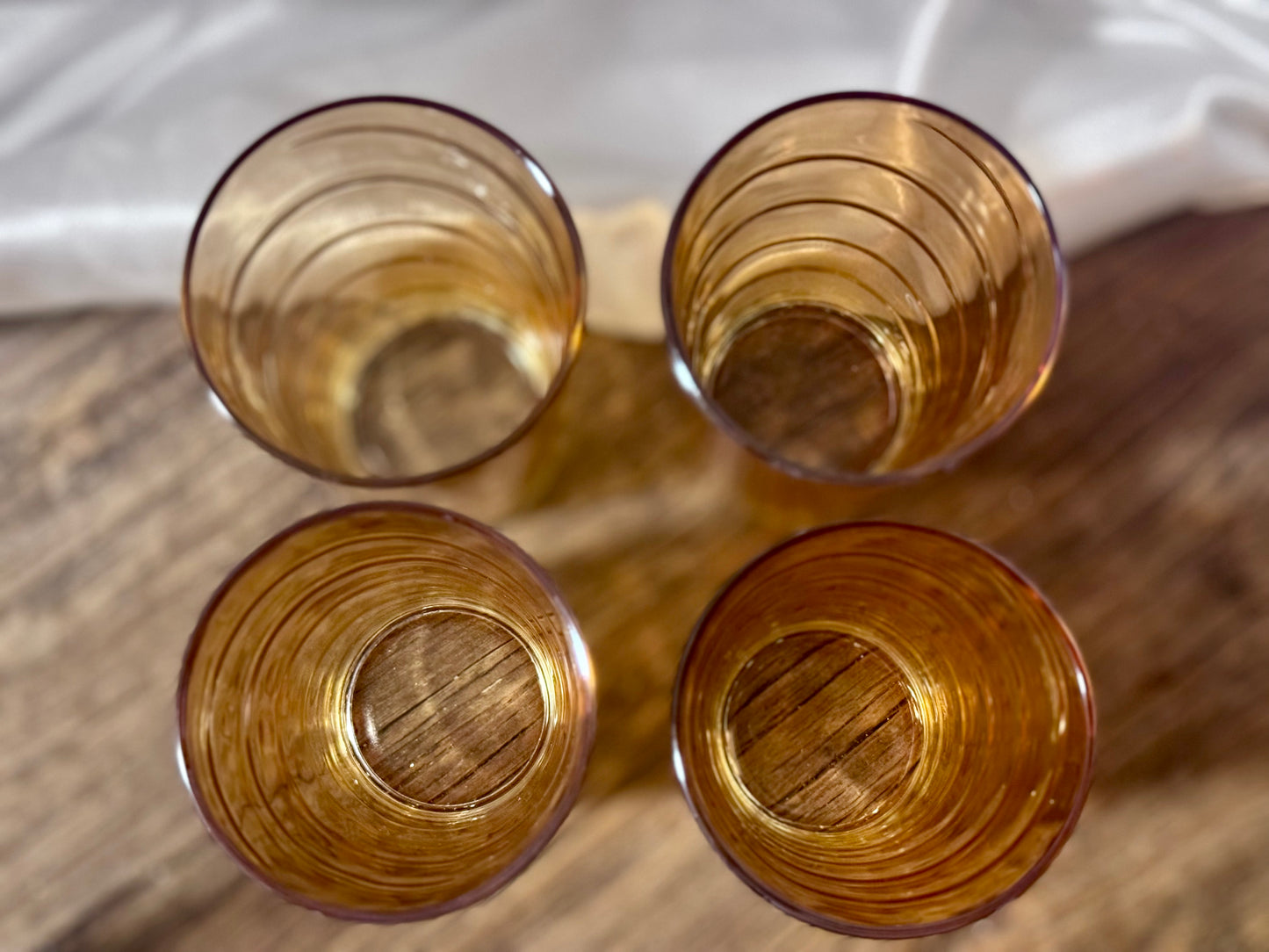 Iridescent Jeanette Glass, Peach Lustre, Swirl Drinking Glasses