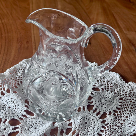 Vintage Cut Crystal Glass Pitcher