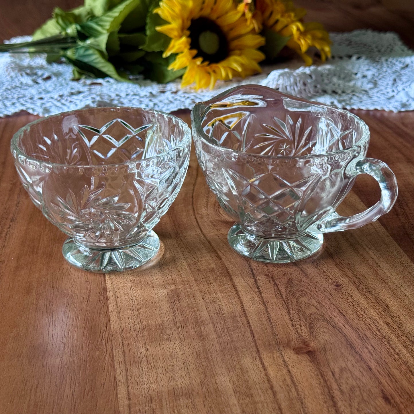 Cut Crystal Cream & Sugar Bowl