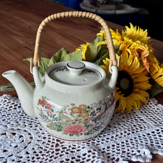 Japanese Porcelain Floral & PeacockTeapot