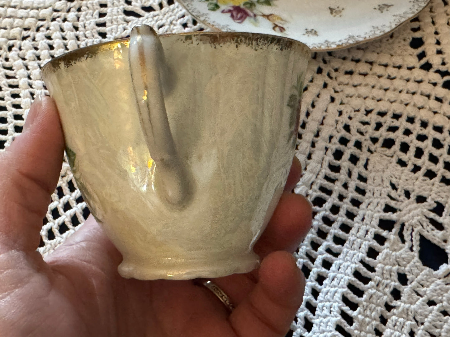 Mother of Pear Rose Japanese A-918 Teacup & Saucer