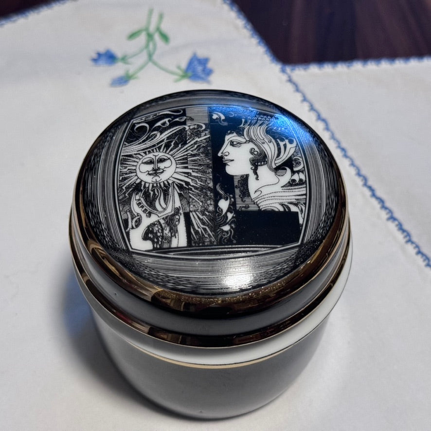 Hollohaza Hungarian Hand Painted Porcelain Plate and Trinket Box