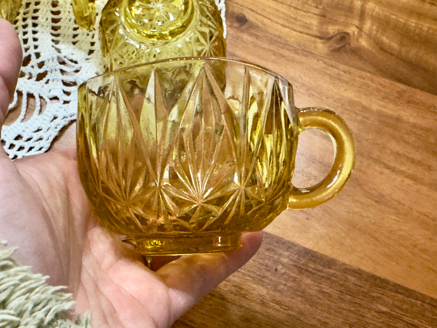 Hazel Atlas Amber Glass Williamsport Punch Bowl Set