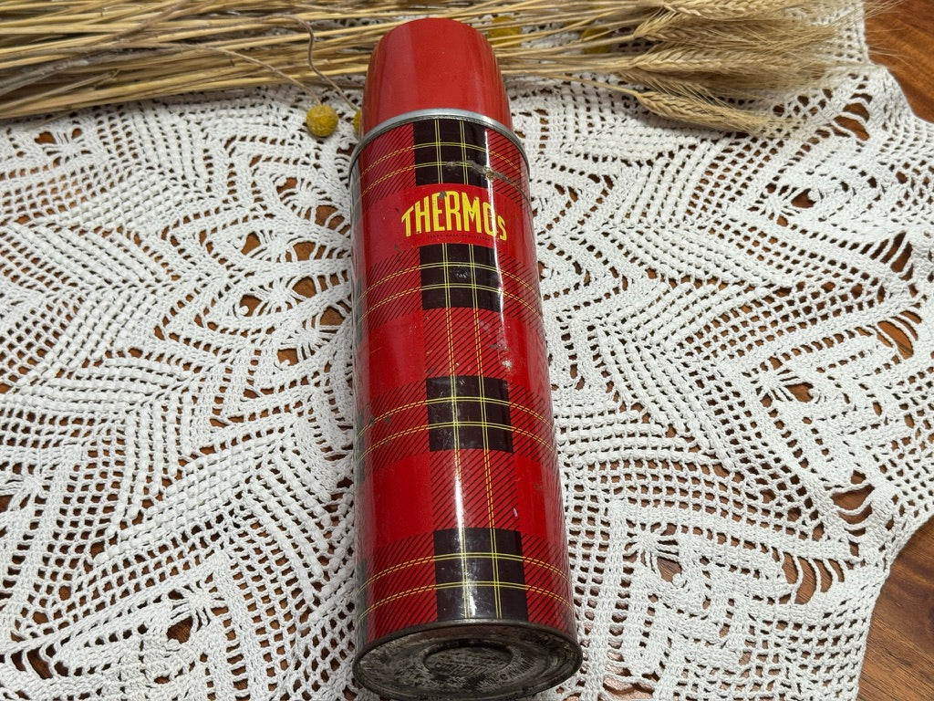 Vintage Plaid Thermos Brand Vacuum Bottle NO.302
