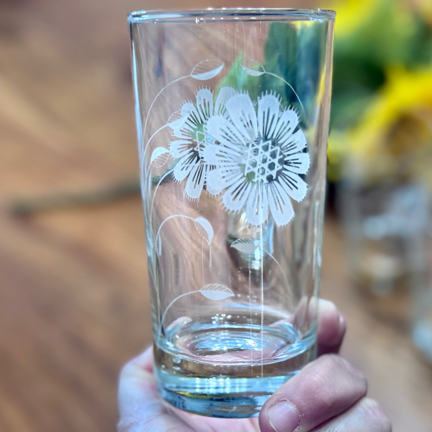 Dominion Glass Etched Highball Floral Glasses/Tumblers