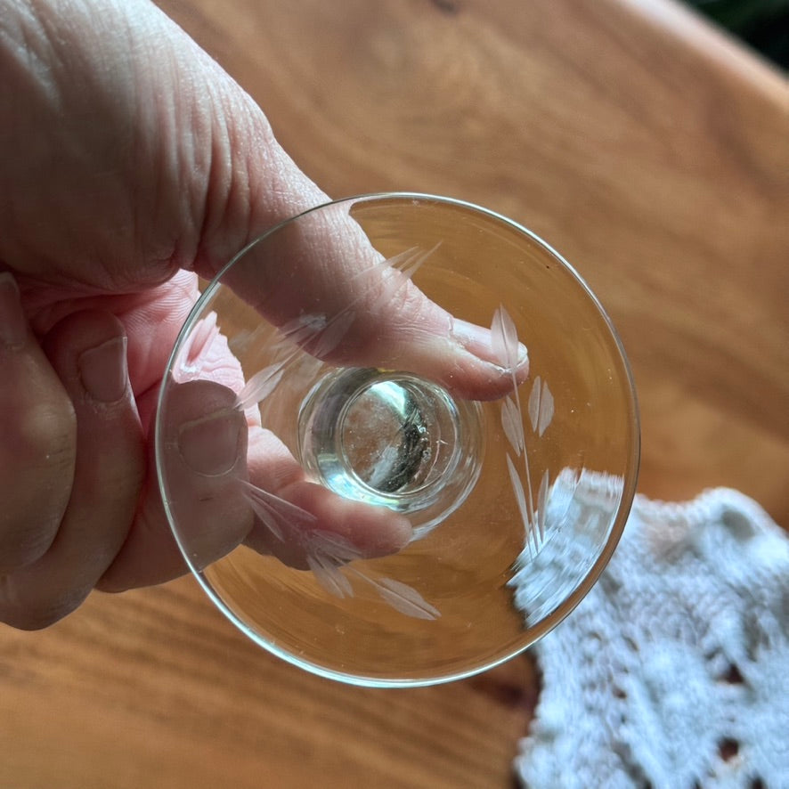 Crystal Etched Clear Glass Footed Bud Vase