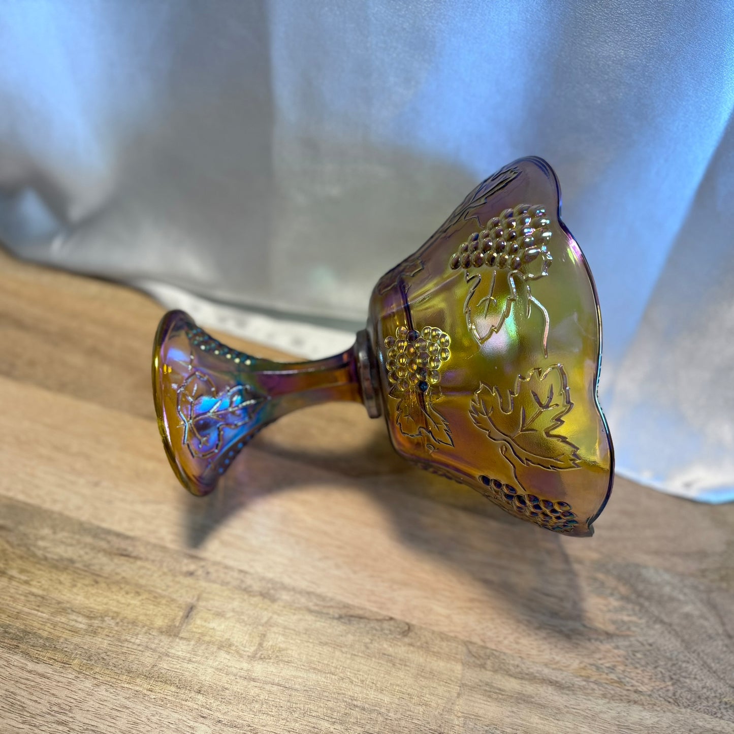 Carnival Glass Stem Bowl