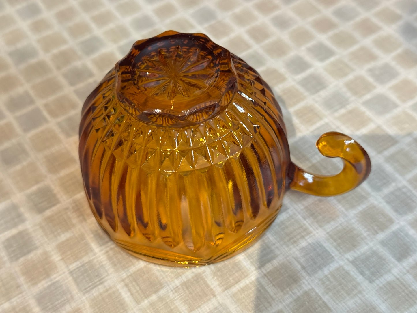 Vintage Amber Colony Royal Drape Punch Bowl & Cups