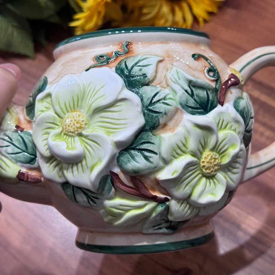 1998 CBK LTD LLC Floral Ceramic Teapot
