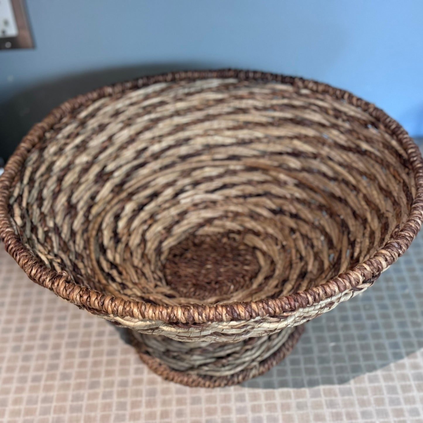 Large Wicker Pedestal Basket