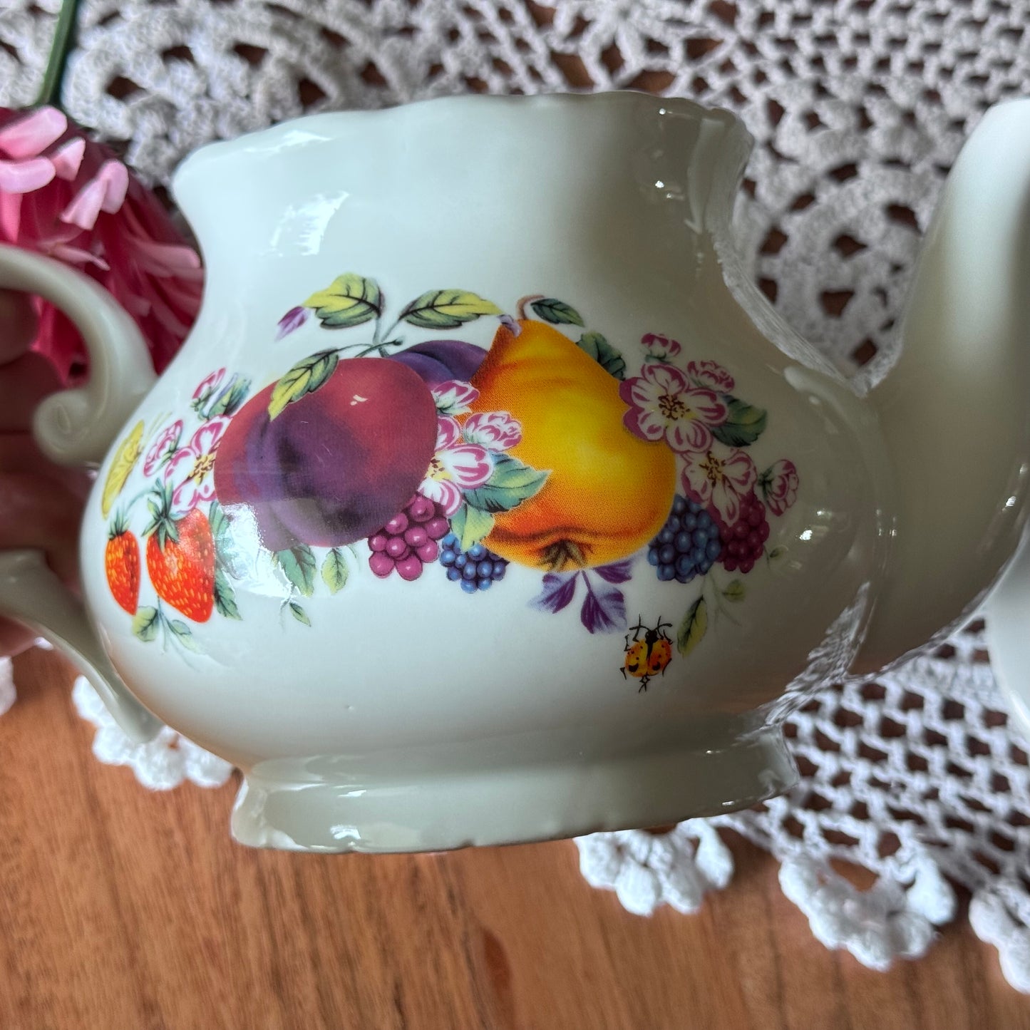 Porcelain Fruit/Floral Motif Teapot