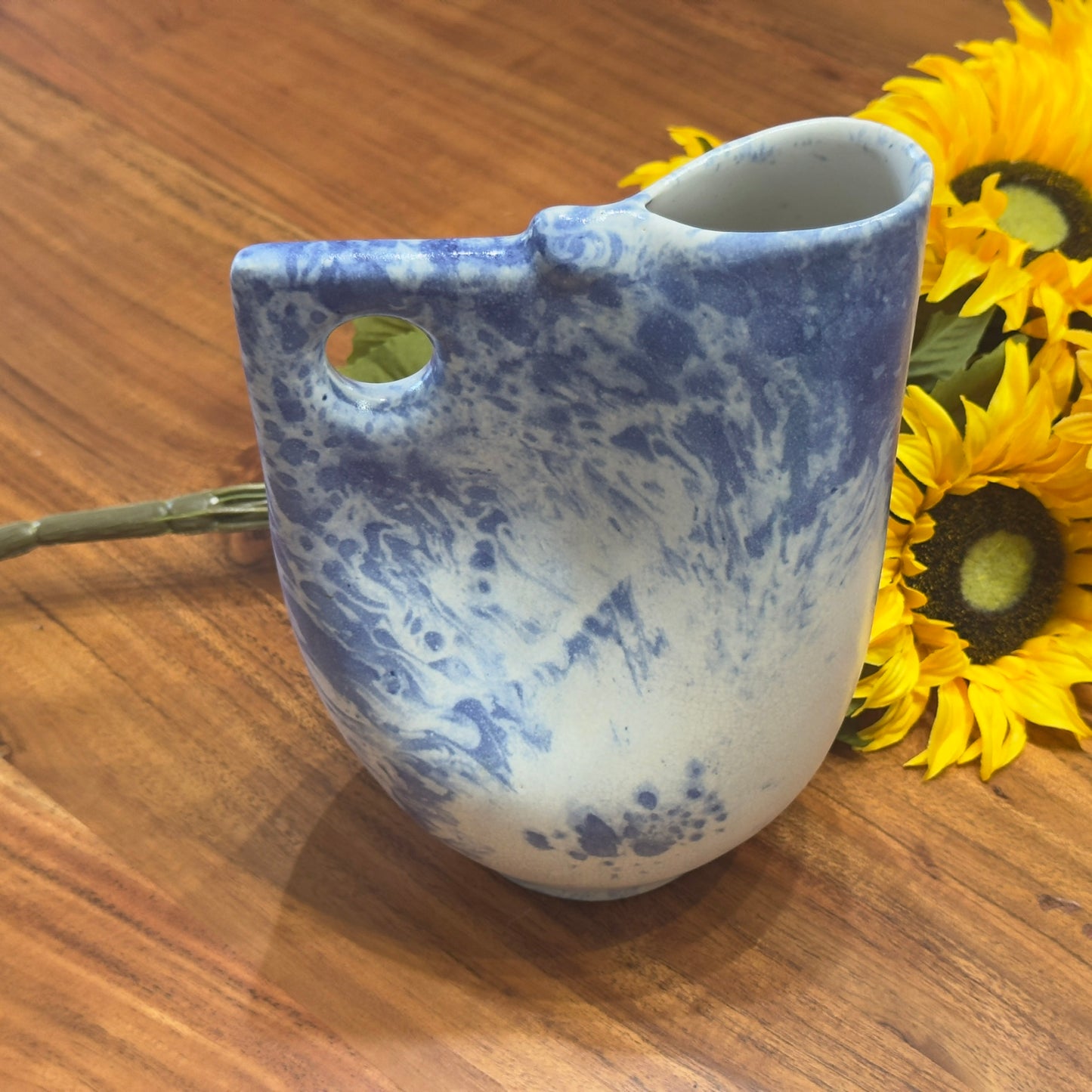 Handmade Ceramic White & Blue Pottery Piece