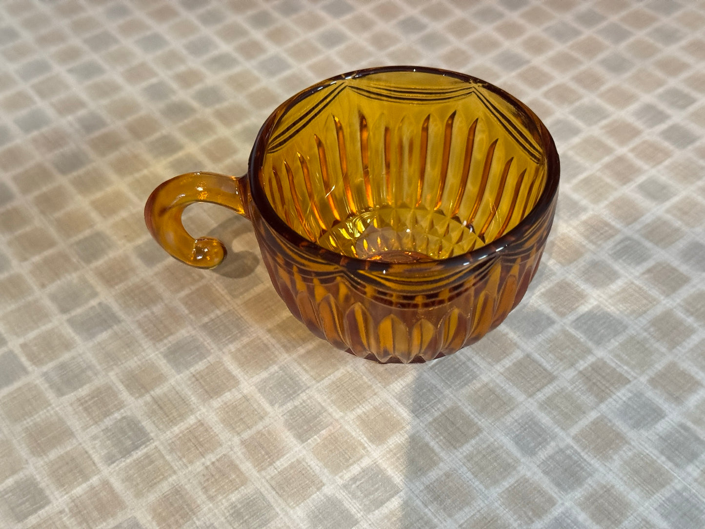 Vintage Amber Colony Royal Drape Punch Bowl & Cups
