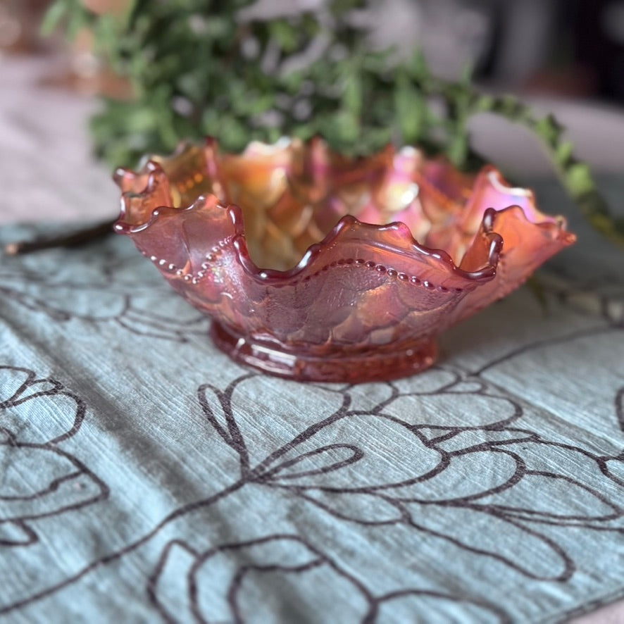 Dugan Iridescent Carnival Glass Marigold Bowl