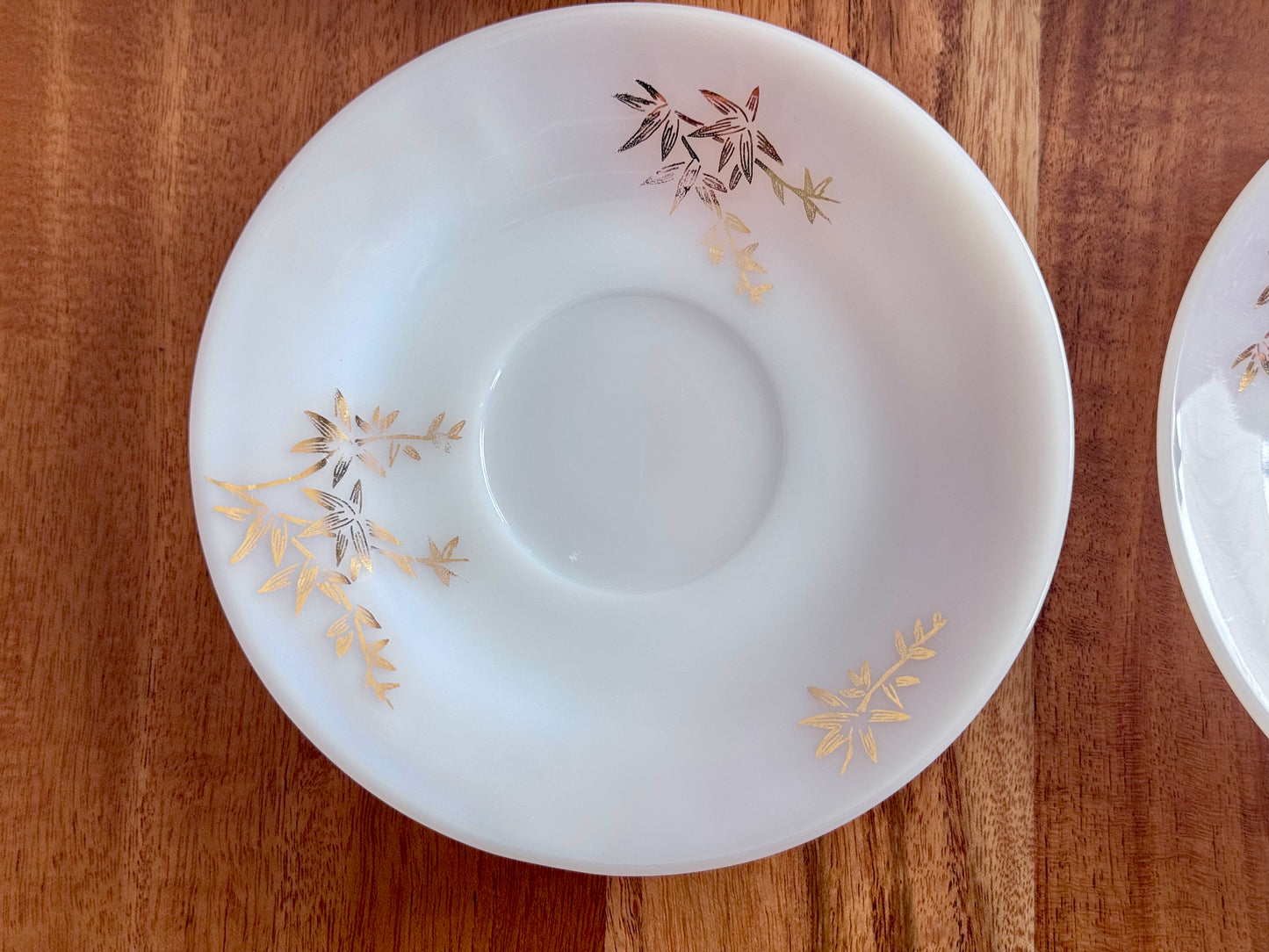 Federal Milk Glass 'Golden Glory' Saucers