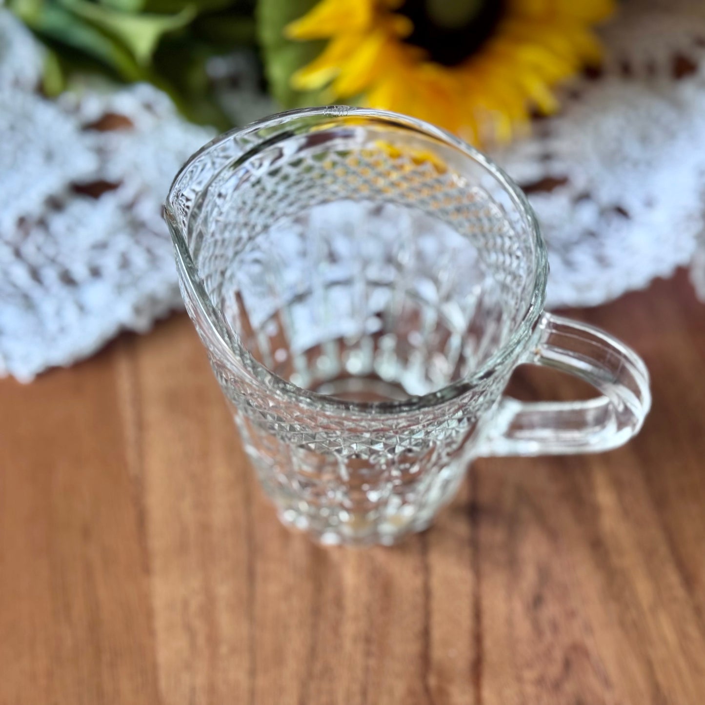 Covetro Italian Glass Creamer -Diamond & Block Pattern