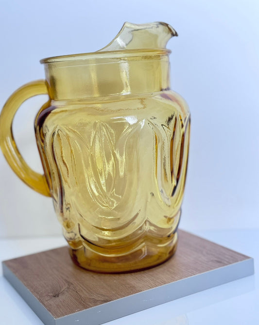 Tulip Amber Pitcher and glasses