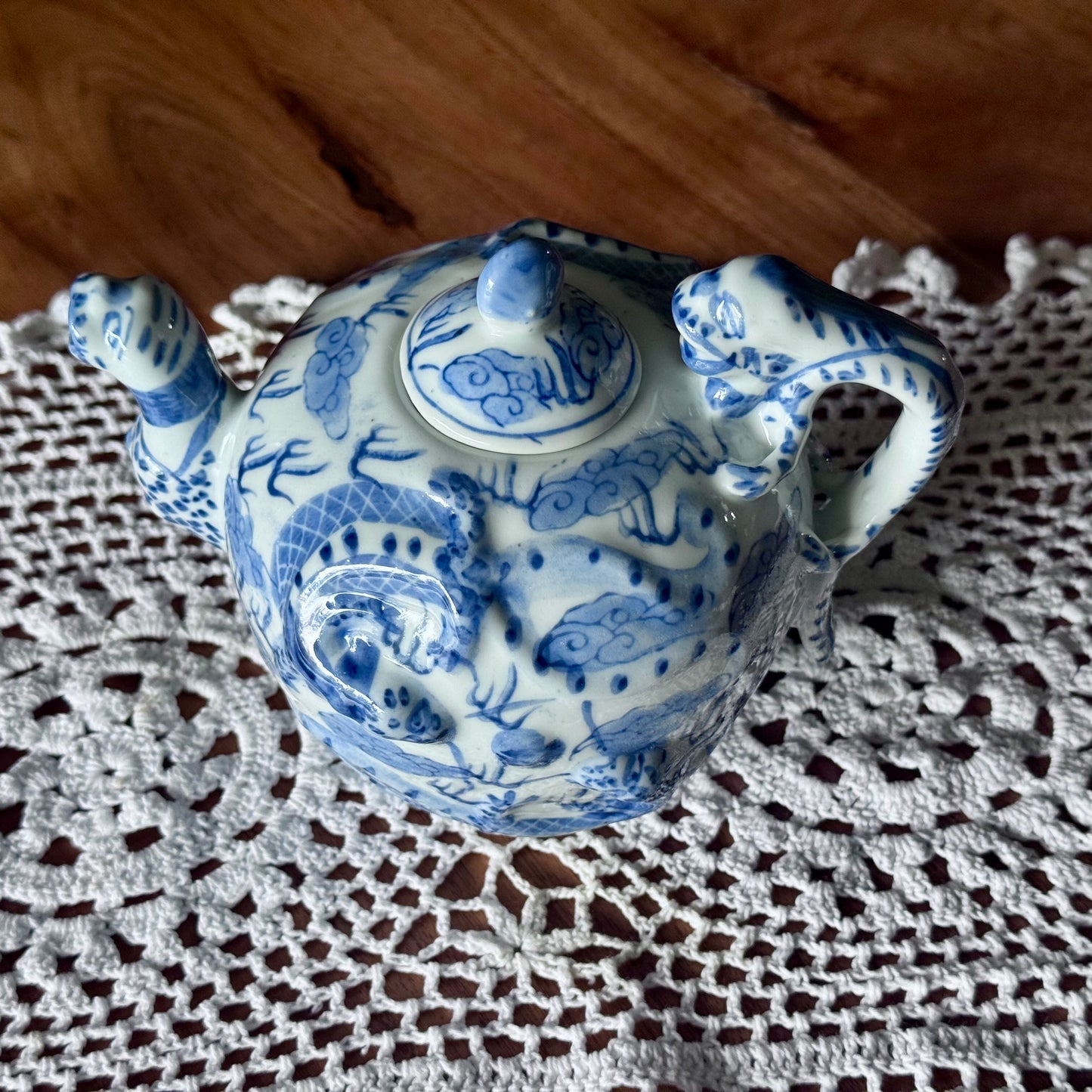 Vintage Porcelain Chinese Dragon Teapot